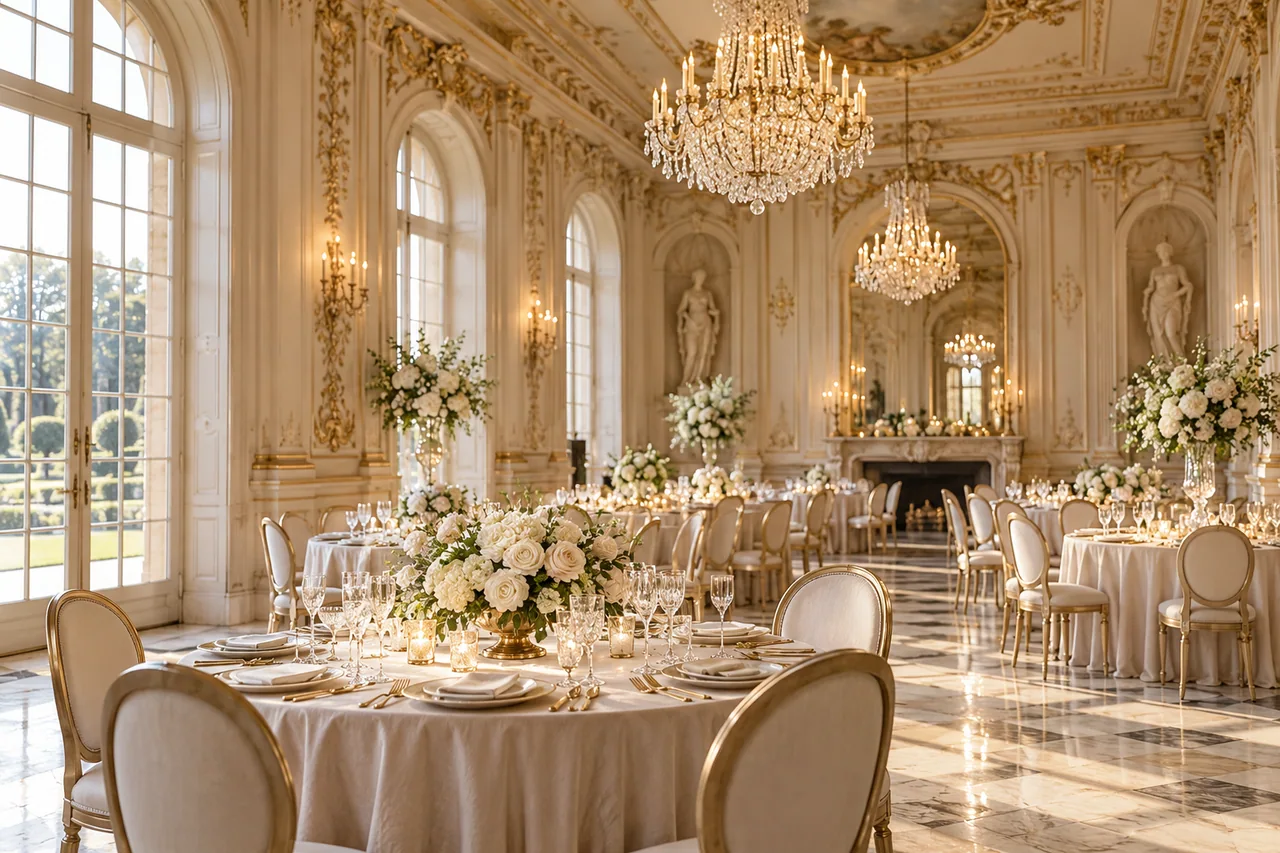 Inspiração de decoração para a cerimônia no estilo Palazzo