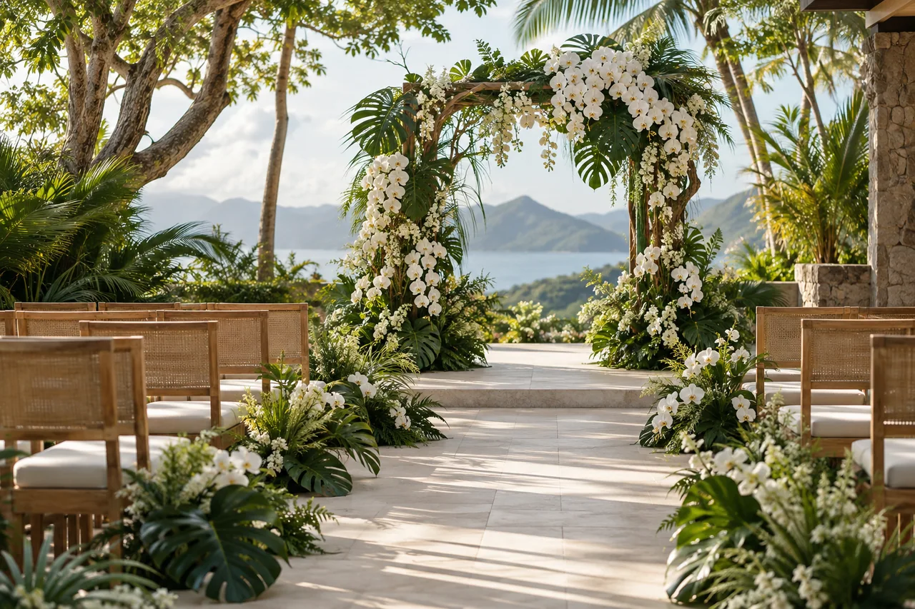 Inspiração de decoração para a cerimônia no estilo Orquídea