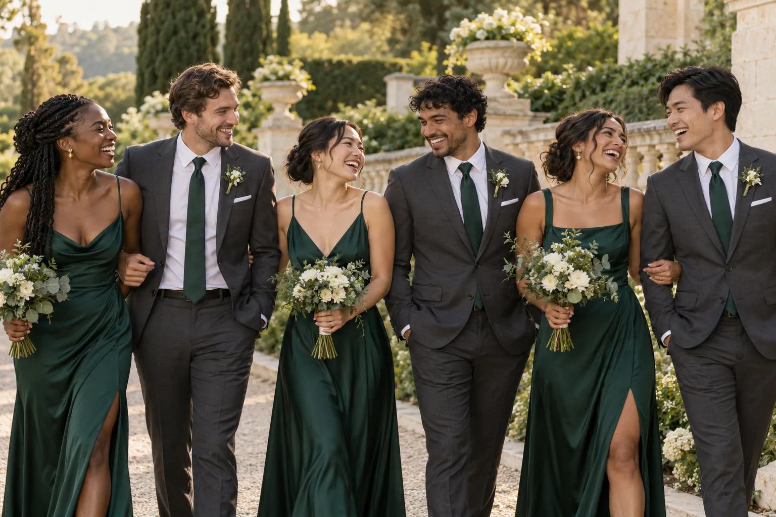 Amigos e amigas em uma celebração de casamento, imagem ilustrativa dos padrinhos