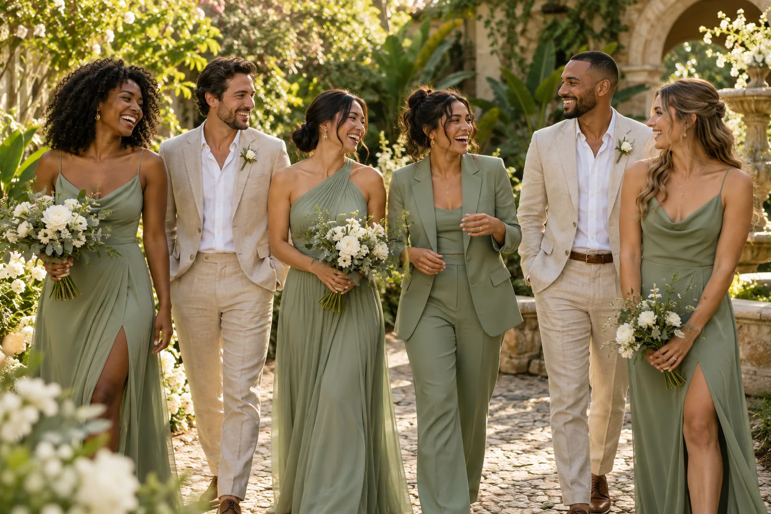 Amigos e amigas em uma celebração de casamento, imagem ilustrativa dos padrinhos